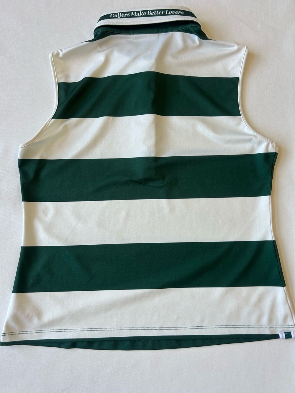 Fore All Green and White Striped Sleeveless Polo Tank - Picture 2 of 3